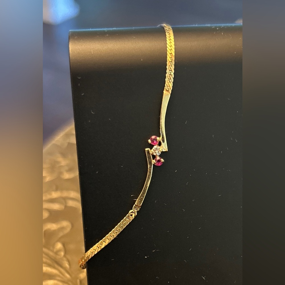 14k Solid Gold, Ruby, & diamond bracelet